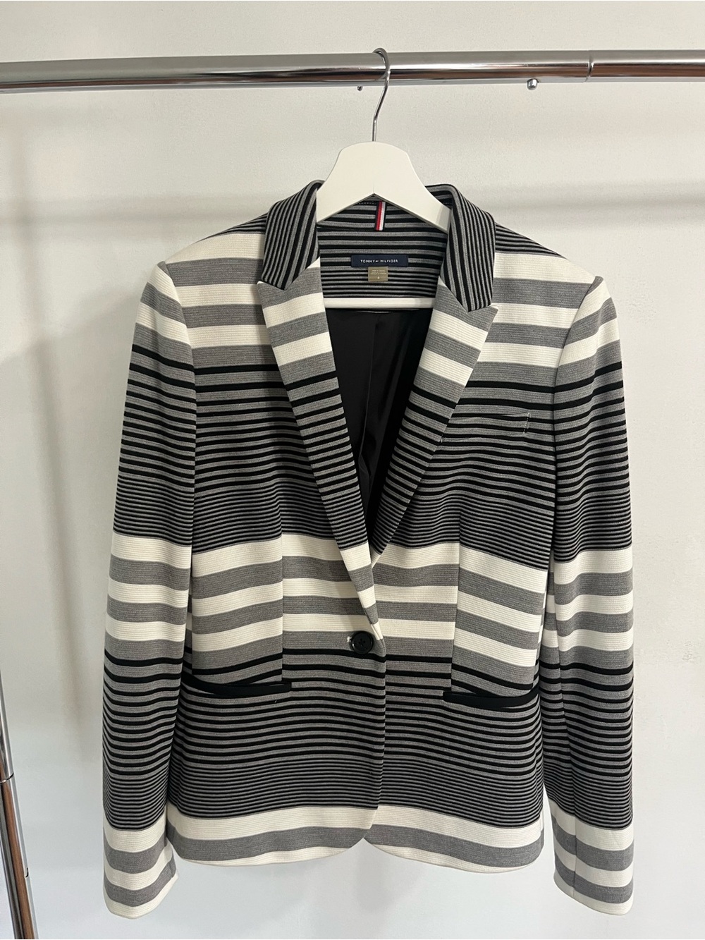 Tommy Hilfiger Black, White & Gray Striped Blazer